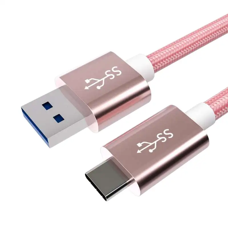 OEM Nylon Braided For USB A To Ethernet Adaptor 3A Source USB Silver Charger Plates Micro Type C Fast Charging Usb Cable