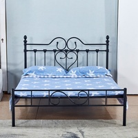 Cadre de lit en métal robuste avec lattes, noir mat, pour la maison, sans sommier, montage facile, durable pour hôtel, appartement, chambre à coucher