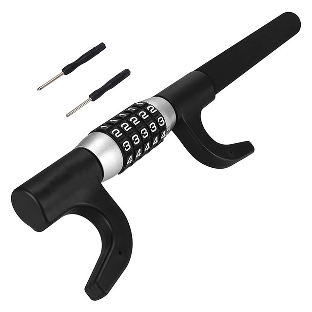 5 Digit Combination Steering Wheel Lock Password Code Double Hook Lock Car Adjustable Security Steel Lock Tool