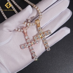 เครื่องประดับเพชรแบบไขว้สำหรับผู้หญิง S925จี้เพชรแบบเต็ม VVS Moissanite สำหรับผู้ชาย - Product Image 6