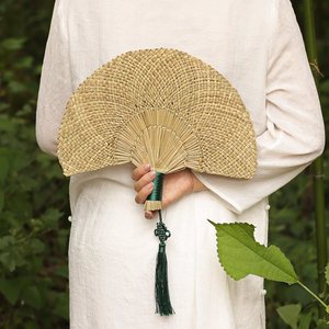 Abanico tejido a mano para refrescarse y repeler mosquitos; abanico tradicional de paja tejida para el verano; abanico de hoja de palma; venta directa de fábrica - Product Image 5