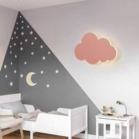 Applique murale LED encastrée créative pour intérieur, forme nuage, abat-jour en fer et bois, télécommande, décoration moderne