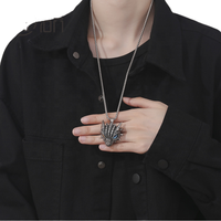 Bague Dragon Tendance Rétro, Anneau Ouvert Ajustable, Collier Pendentif Œil de Dragon pour Femmes, Filles et Hommes, Bijoux en Acier Inoxydable