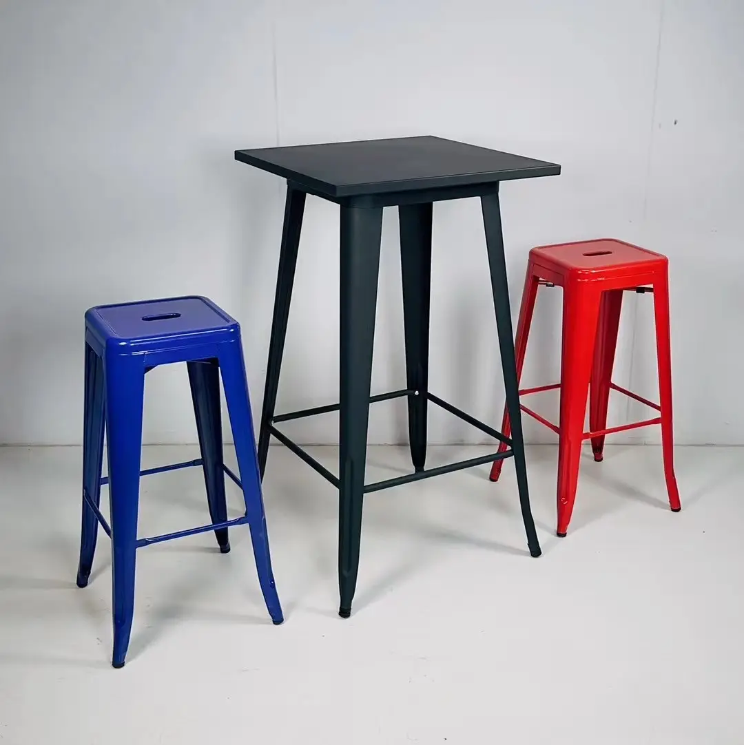 New Design Modern Metal Bar Stool High Back Bar Chair for Dining Outdoor Hotel Park Hall Use Plastic Furniture