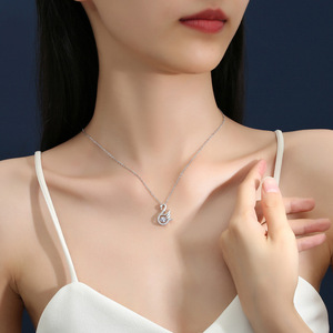 Collier pendentif en forme de <span class=keywords><strong>cygne</strong></span> en argent sterling 925 avec moissanite VVS délicate, SPJ en stock, bijoux en moissanite 1 carat - Product Image 4