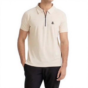 Chemise décontractée pour homme à manches courtes, brodée, respirante, avec fermeture éclair, col élégant et design polyvalent - Product Image 2