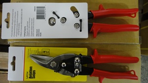 Tijeras Industriales y para Bricolaje para Zurdos, Tijeras de Aviación con Mangos de Plástico Dentados Rojos - Product Image 2