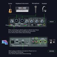Tarjeta de Sonido Portátil AOSHEN Pro USB para Estudio de Grabación, Metal+ABS, Compatible con Micrófono de 48v, Interfaz Mezcladora de Audio Estéreo para Transmisiones en Vivo