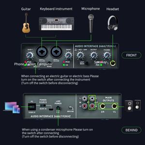 การ์ดเสียง AOSHEN Pro Usb สำหรับสตูดิโอบันทึกเสียง รองรับไมโครโฟน 48v อินเทอร์เฟซมิกเซอร์เสียงสเตอริโอ สำหรับการถ่ายทอดสด - Product Image 4