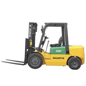 Merek Cina Triple Mast 6000mm Lift tinggi hidrolik Forklift truk padat ban 3ton Diesel Forklift