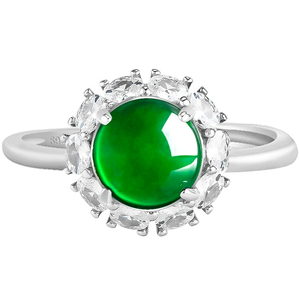 S925 <b>silver</b> <b>ring</b> <b>set</b> with natural A-grade jadeite emerald large faceted gemstone, ice-grade jade, luxurious women's <b>ring</b> - Product Image 5