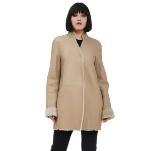 Top Alta Qualidade Made in Italy Shearling Casaco De Pele Real Fur roupa de moda feminina para a temporada de inverno