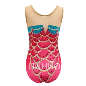 Juego de natación <span class=keywords><strong>sincronizada</strong></span> para niñas Rojas Medias de gimnasia atlética de cristal con ropa de rendimiento para <span class=keywords><strong>entrenamiento</strong></span> - Product Image 2