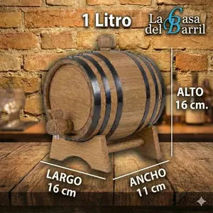 Barril de Madera de Roble de 1 Litro con Aro Galvanizado Marrón para Almacenamiento de Licores, Barril de Madera para Envasado de Alimentos y Bebidas - Product Image 3