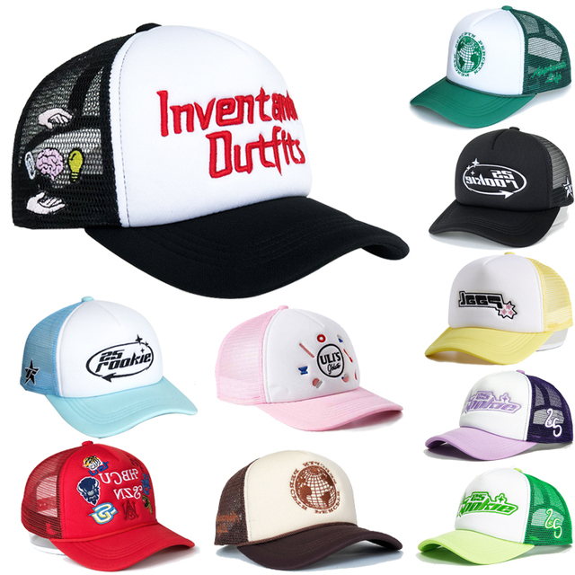 High Quality Embroidery Embroidered Custom Printed logo Sports 3D Puff Printing 5panel Mesh Foam Trucker Truckers Hat Cap Hats