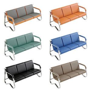 Banco de Espera Económico de Cuero Verde para Aeropuerto, Silla de Espera de 3 Plazas para <span class=keywords><strong>Sal</strong></span>ón, Sofá de Espera para Clientes - Product Image 1