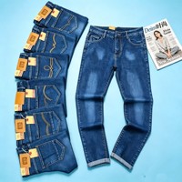 Jean en denim extensible à taille élastique pour homme, coupe droite classique, pantalon décontracté pour usage quotidien, 6,5 dollars GZL001 taille 30-40