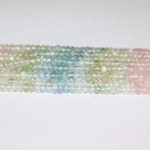 Cuentas Rondelle facetadas de 3mm de Aguamarina múltiple Natural certificada para la fabricación de joyas de fabricante indio a precio mayorista - Product Image 3