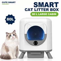 Bac à litière autonettoyant pour chat 80L, entrée 250mm, double radar, multi-capteurs, application Tuya, séparation automatique des déchets, purification