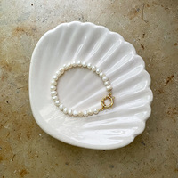 Bracelet de perles d'eau douce ovales baroques légères de luxe en acier inoxydable fermoir bijoux de fête pour filles longueur de chaîne 18CM