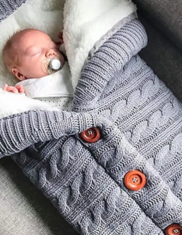 ผ้าห่อตัวทารกแรกเกิดแบบถัก,ถุงนอนที่ทารกแรกเกิดซองฝ้ายสำหรับใส่คลุมรถเข็นอุปกรณ์เสริมผ้าห่มผ้าห่มเด็กทารกให้ความอบอุ่น
