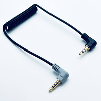 Câble audio spiralé rouge à angle droit de 90 degrés, 3,5 mm, gaine en PVC, connecteur plaqué or, DC3.5 vers 3 pôles vers 3/4 pôles pour microphone
