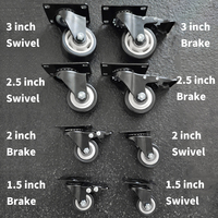 1.5 "2" 2.5 "3" 4 "5" pouces PVC roulettes roues industriel Double roulement PP roulette noir meubles chariot pivotant avec frein vis OEM