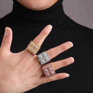 Europa e os Estados Unidos Hip Hop Estilo Dice Cobre Anel <span class=keywords><strong>Real</strong></span> <span class=keywords><strong>Gold</strong></span> Plating Moda Personalidade Hipster Anel para Homens - Product Image 2