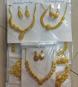 24k altın suudi arapça takı seti hint altın kolye küpe seti indirim afrika takı - Product Image 6