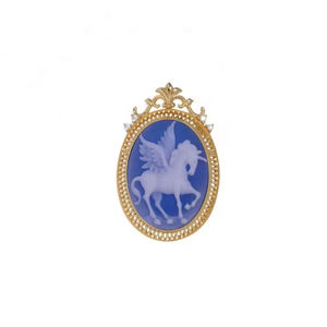 Heizun Factory Handcard Sculpté Pégase <span class=keywords><strong>Camée</strong></span> En Argent Sterling Plaqué Or Pendentif Collier pour Amoureux Amulette Fille Cadeaux - Product Image 3