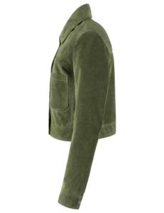 Custom 100% Genuine Olive Cow <b>Suede</b> Leather Women’s <b>Jacket</b> Custom Branding YKK Hardware Private Label OEM/ODM Bulk Wholesale - Product Image 3