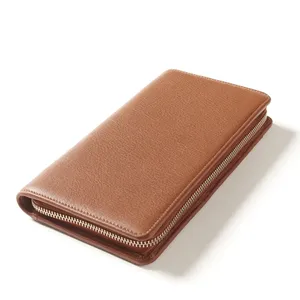 Factory Custom Smooth Leather Large Capacity Multi Card Slot Wallet Zip Around Family Travel Wallet Passport Holder