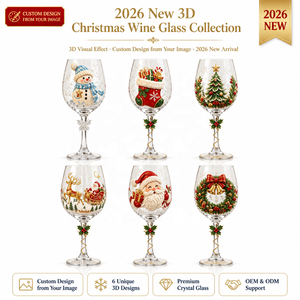 Nouvelle collection de verres à <span class=keywords><strong>vin</strong></span> de Noël 3D personnalisés 2026 – 6 designs uniques <span class=keywords><strong>avec</strong></span> votre image (Bonhomme de neige, Père Noël, Traîneau) – Coffret cadeau festif – Vente en gros - Product Image 1