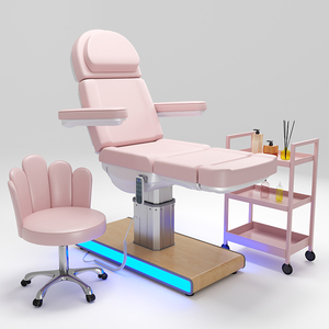 Cama Facial Eléctrica Ajustable Rosa con Taburete y Lámpara de Aumento, Cama de Belleza de 3 Motores para Salón y Spa de Luxmars - Product Image 6