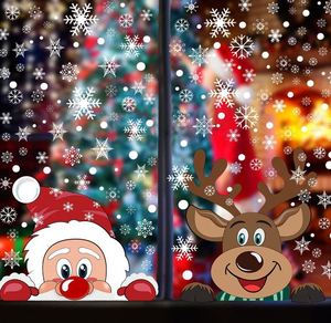 Autocollants de fenêtre de Noël, Père Noël et Rudolph, flocons de neige, autocollants en PVC pour la décoration de fenêtre de Noël - Product Image 3