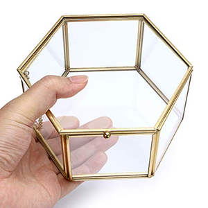 Boîte à souvenirs décorative vintage luxueuse pour la maison, motif géométrique doré, organisateur carré, présentoir à bijoux en papier et cuir - Product Image 2