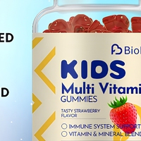 Gommes multivitaminées pour enfants, 60 unités, saveur fraise, complément vitaminique pour le soutien immunitaire avec vitamines C, D, E, B6, B12, biotine et zinc