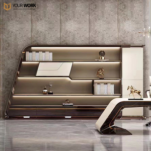 Vente flash Bureau de direction moderne de luxe en forme de L Ensemble de bureau de direction pour PDG Bureau en bois pour le mobilier de bureau du responsable - Product Image 4