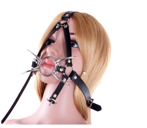 Bon prix Bdsm Slave Nose Hook Oral Fixation Fetish Open Mouth Bite Gag With Nose Clip Sex Toys of Leather Head Bondage Harness - Product Image 5