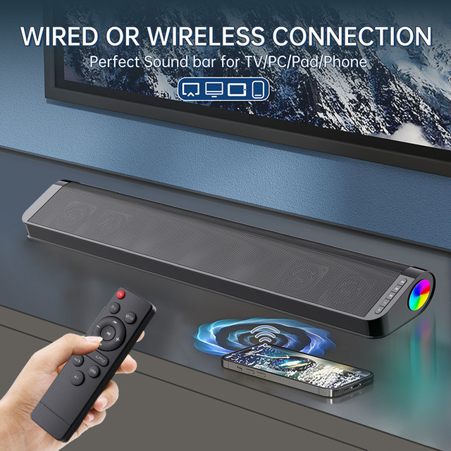 20W TV Sound Bar Wireless Portable Home Surround Soundbar for Laptop PC Theater TV Speaker Home Theater Systems