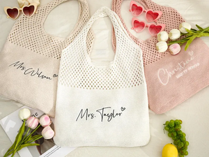 Borsa a <span class=keywords><strong>tracolla</strong></span> con Logo personalizzato in maglia di lusso fatta a mano da donna per la spiaggia estiva - Product Image 3