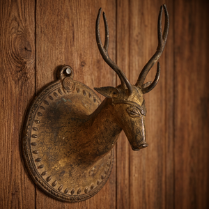 Escultura de Reno Decorativa de Latón Antiguo Hecha a Mano, Figura de Reno para Colgar en la Pared, Decoración Navideña de Lujo para el Hogar - Product Image 2