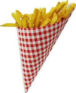 Conos de papel de periódico francés de tamaño mediano para servicio de alimentos Soportes ecológicos desechables para papas fritas u otros bocadillos - Product Image 1