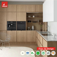 Idées de Rénovation Allandgroup Style Japandi Wabi Sabi Meubles en Placage de Chêne Massif Abordables Cuisine Simple Armoire en Bois