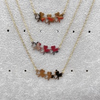 Ensemble de bijoux en acier inoxydable plaqué or 18 carats pour femmes trèfle collier boucles d'oreilles pour anniversaire Zircon fêtes principales cadeaux