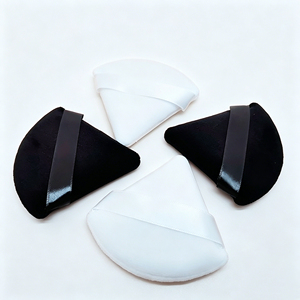 Poudriers triangulaires floqués en velours lavables, noirs, roses, blancs, beiges, pour poudre fixatrice et poudre compacte, avec emballage en boîte de maquillage - Product Image 5
