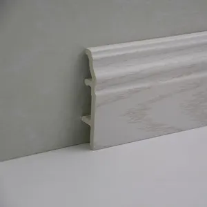Gingbuilders yüksek yoğunluklu döşeme aksesuarları beyaz alüminyum Metal Mdf PVC ahşap zemin süpürgeliği kurulu süpürgelik