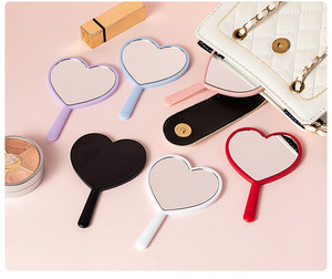 Heart Shape Eyelash Salon Makeup <b>Mirror</b> Lash Pattern Small <b>Plastic</b> Handheld <b>Mirror</b> Pocket-Friendly - Product Image 3