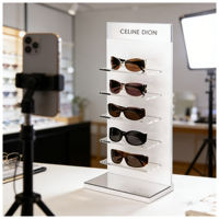 Présentoir BOSN pour lunettes de soleil et lunettes de vue en acrylique transparent poli à 5 niveaux, support mural ou de table, GGD-014, cadeau