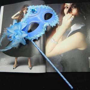 Masque de fête de mascarade pour femmes vénitiennes sur bâton demi-visage fleur masque pour les yeux tenu dans la main bal de danse pour Halloween noël - Product Image 4